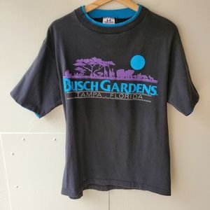Vintage Tee Jays Busch Gardens Tamps Florida Tee Women's Size M Black And Blue